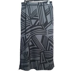 LOFT Abstract Print Maxi Skirt Black and Gray Size L NWT
